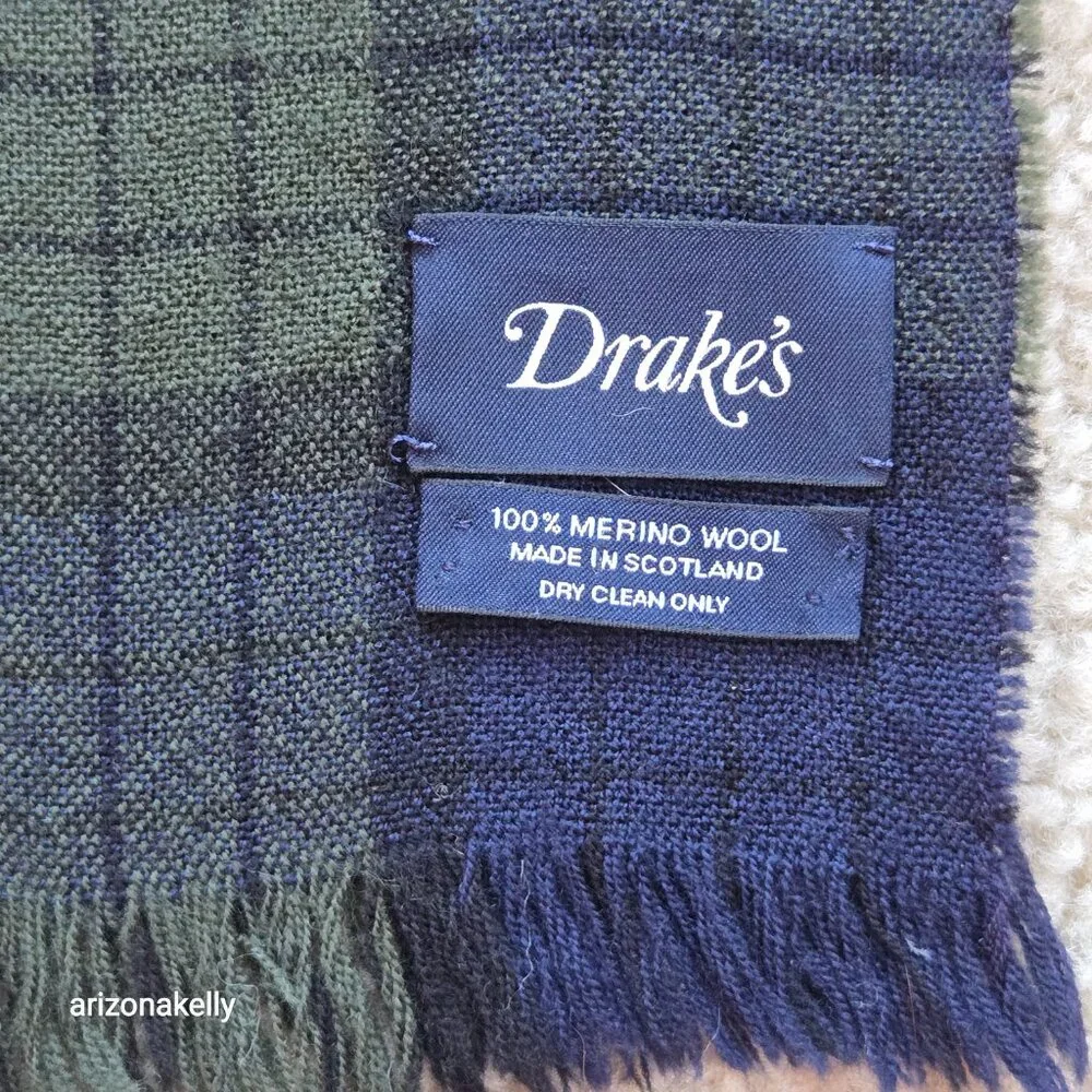 Drake's Merino Wool Blackwatch Plaid Woven Scarf